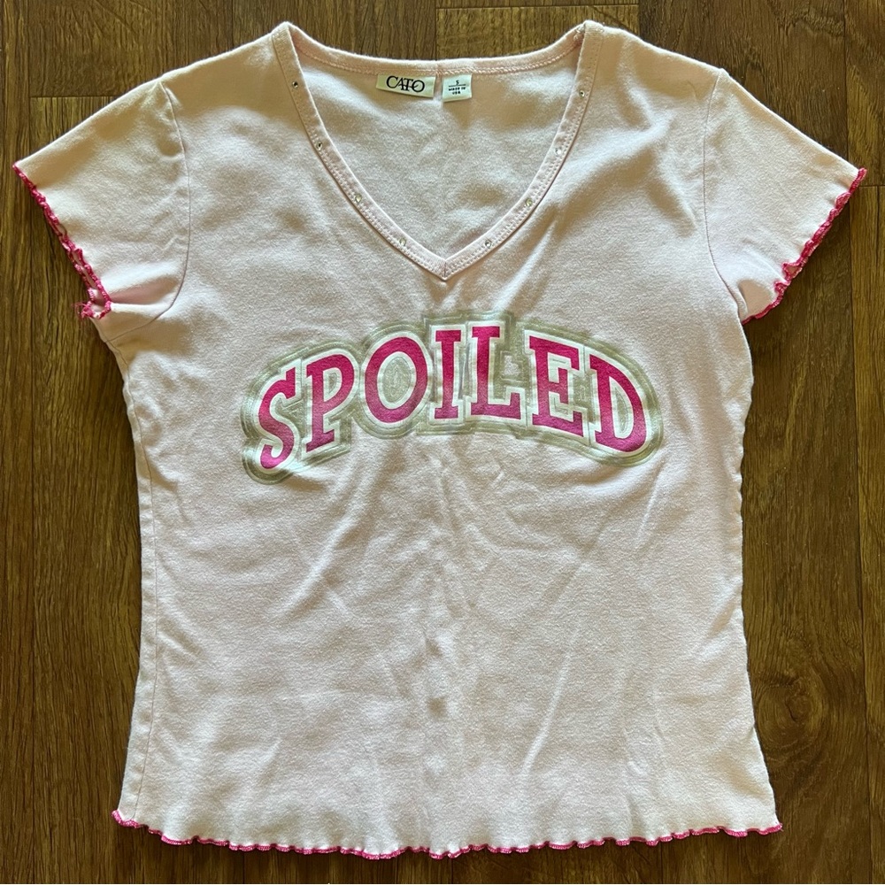 vintage y2k spoiled baby pink t shirt